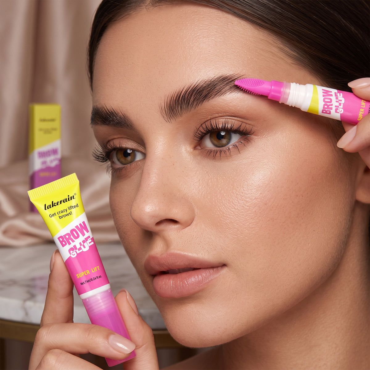 Close-up of BrowLatch Clear Brow Glue applicator tip